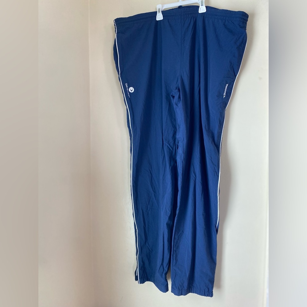 vintage 90s  diadora davis cup track pants 2x zipper bottoms tennis Cotton Lined